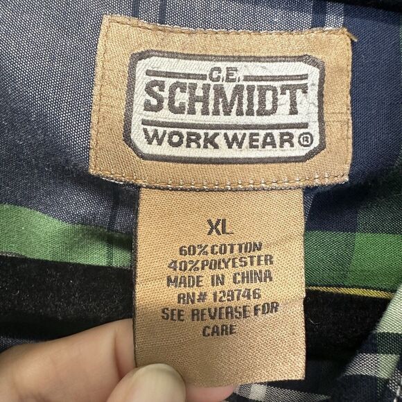 CE Schmidt Workwear‎ Mens XL Button Down Long Sleeve Cotton Blend Shirt Plaid - Picture 4 of 8